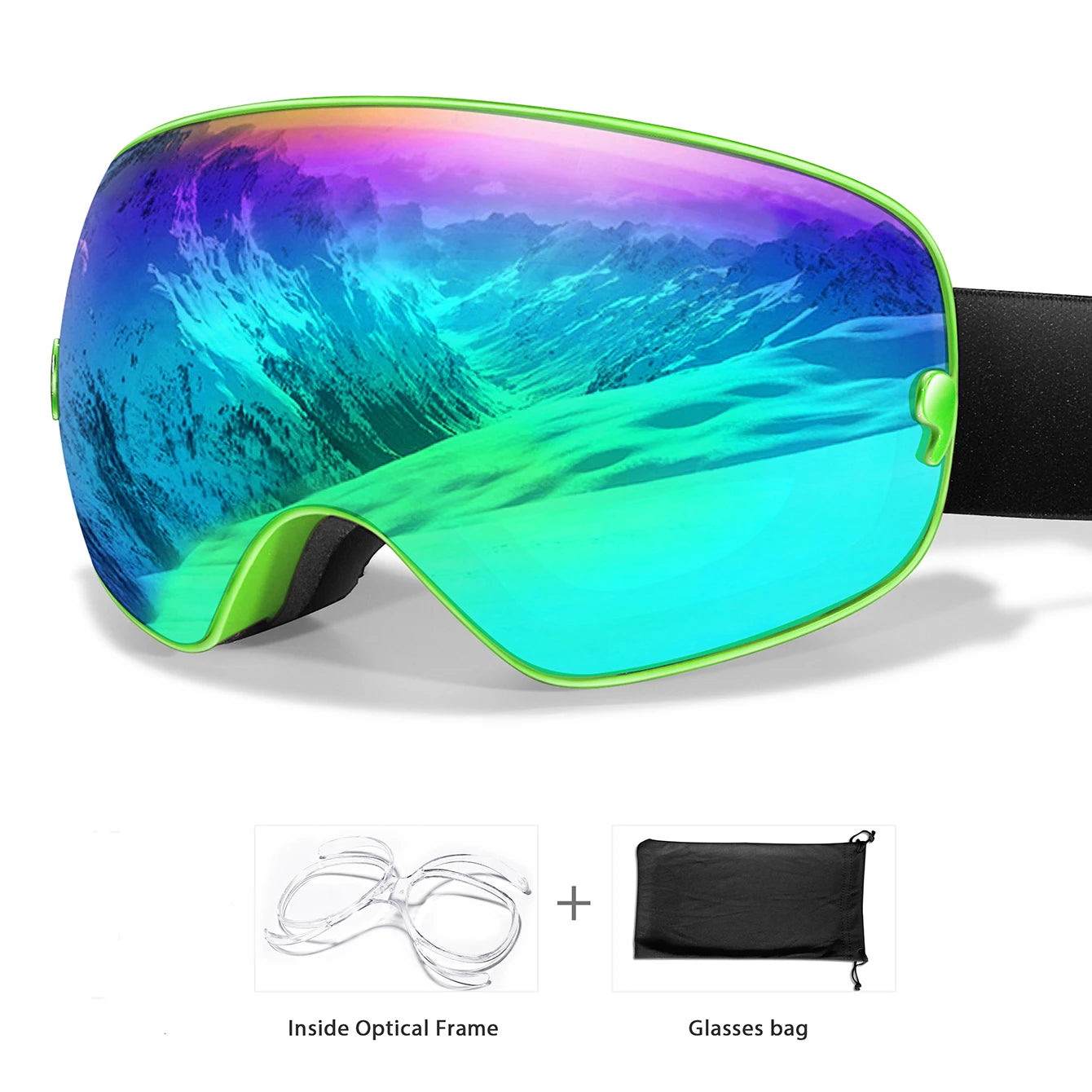 Unisex UV400 Anti Fog Ski Goggles With Polycarbonate Tpu Frame