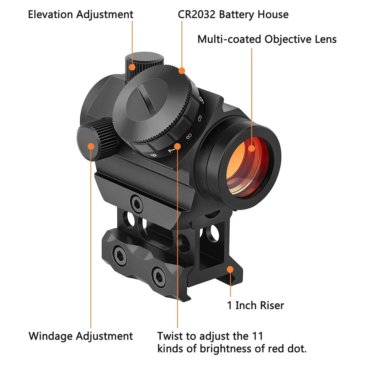 Nabila 1x25mm Red Dot Sight With 1 Inch Riser Mount