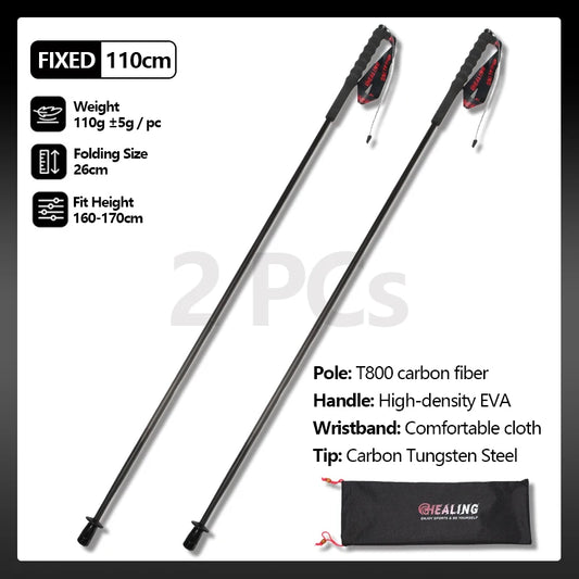 OKHEALING Ultralight Foldable Carbon Fiber Trekking Poles 2 Pack