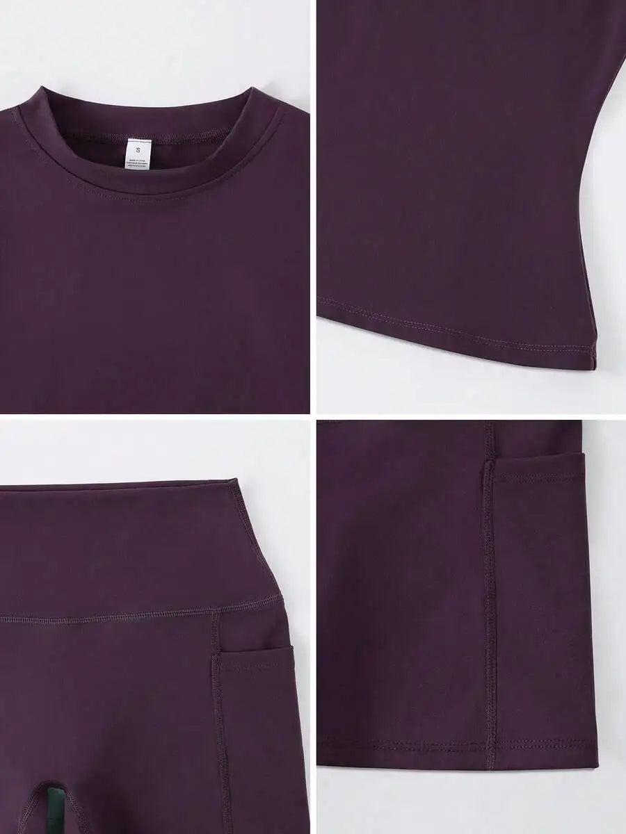 Women's High Waist Yoga Shorts Set With Tummy Control