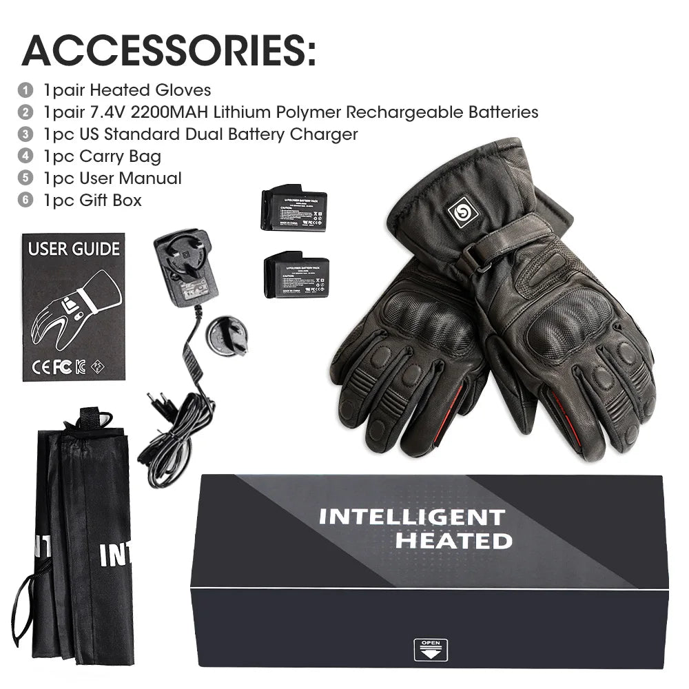 Snow Deer Waterproof Heated Tactical Leather Winter Gloves