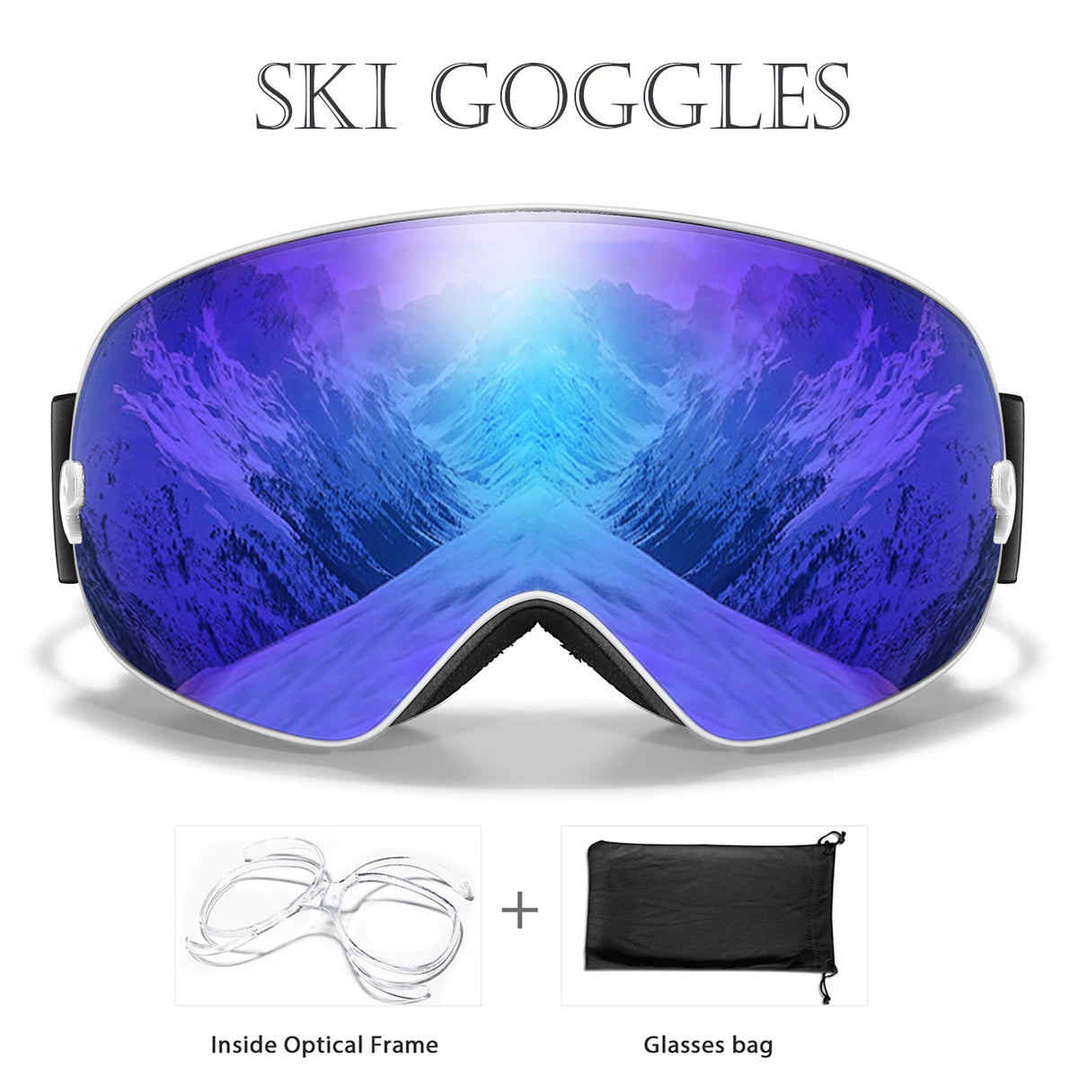 Unisex UV400 Anti Fog Ski Goggles With Polycarbonate Tpu Frame