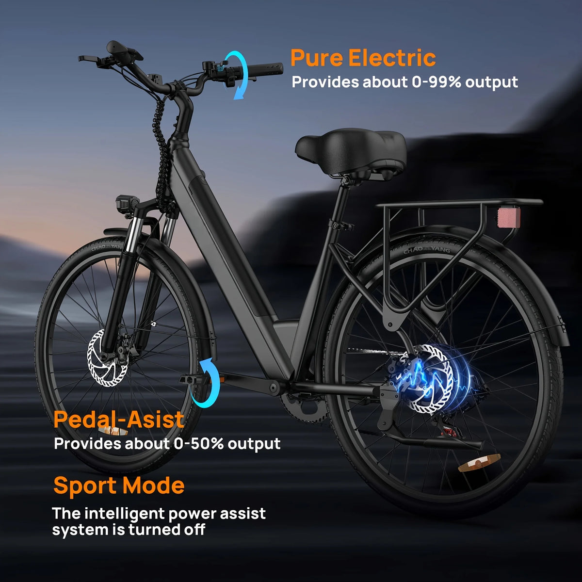 Urlife 750W Electric Bike 48V Lithium Commuter Hydraulic Disc Brakes
