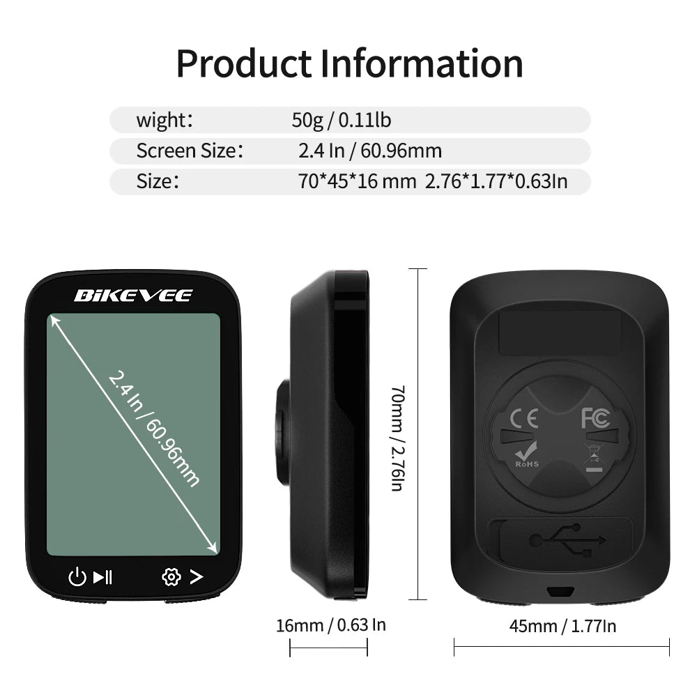 Bikevee Wireless Bike Computer Speedometer Waterproof LCD Display