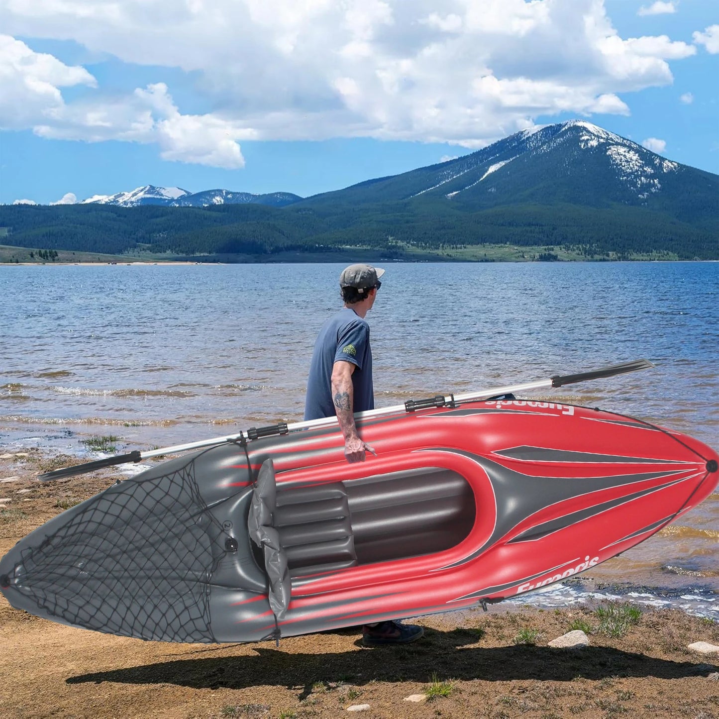 HHSJZWCY One Person Inflatable Kayak Fishing Boat With Paddles