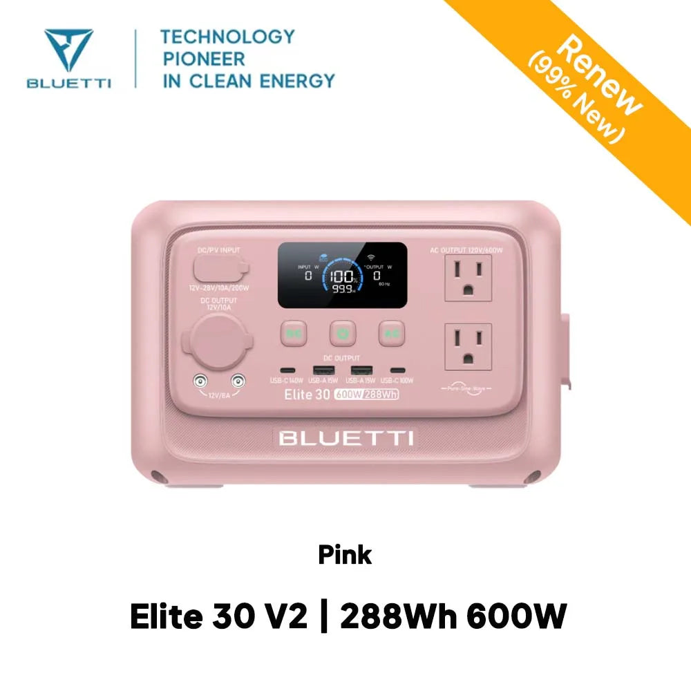 BLUETTI Elite 30 V2 288Wh 600W Portable Solar Power Station