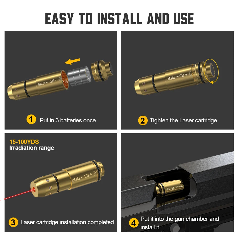 Laser Dry Fire Practice Cartridge For Pistol Marksmanship Training