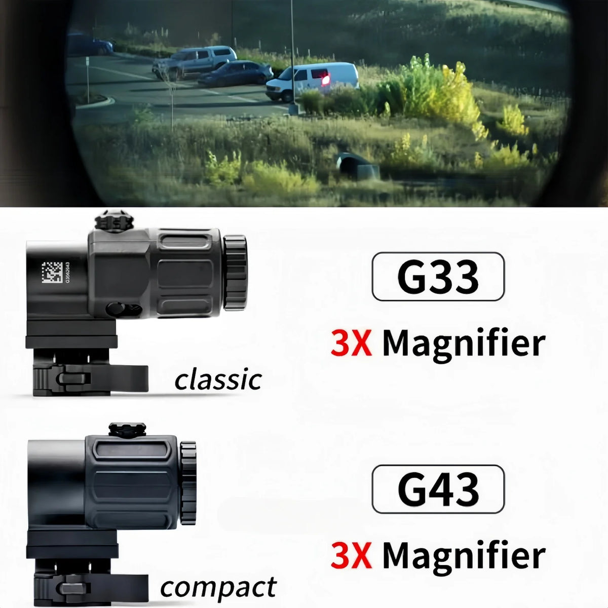 Nabila Tactical G33 G43 G45 Magnifier Scope 3X 5X Flip