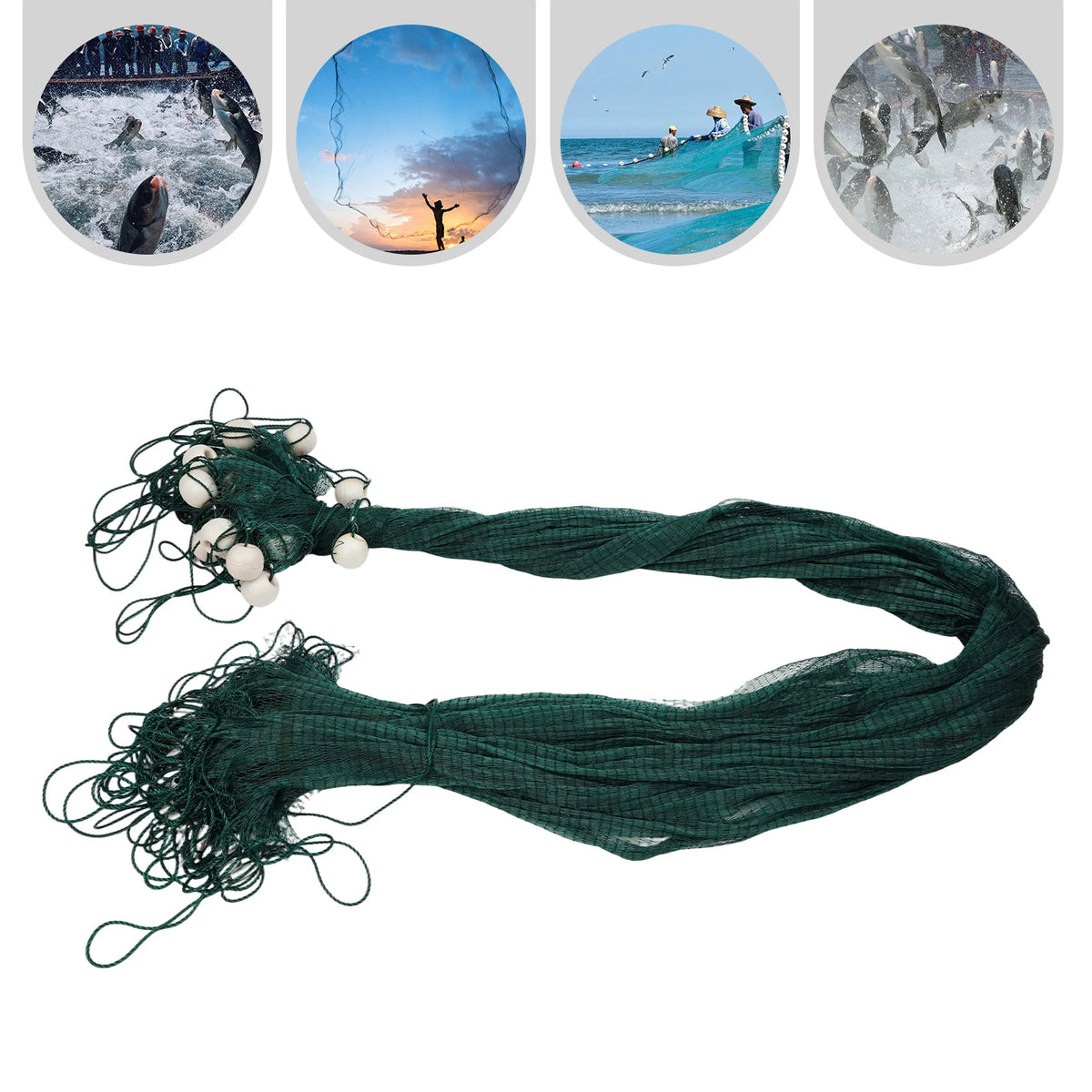 Bymaocar Professional Fishing Drag Net With Weights And Floats