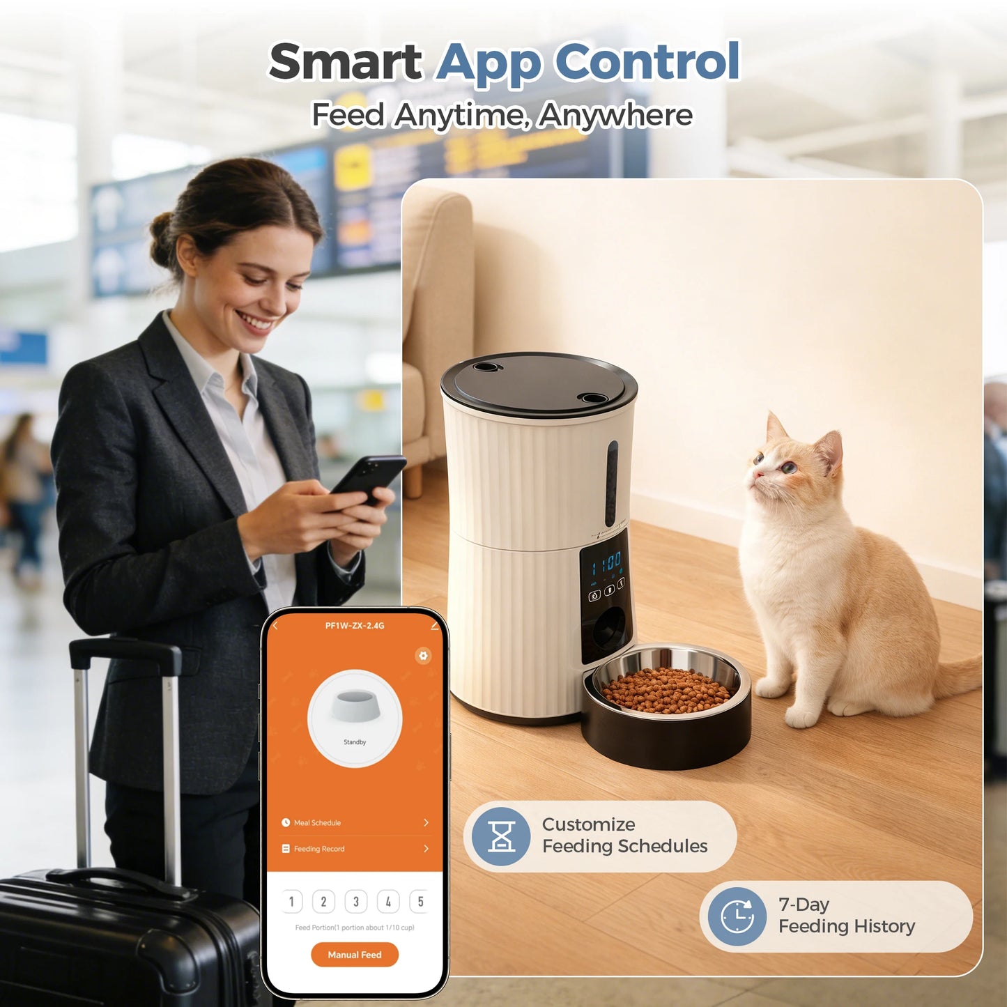 Automatic Wifi Pet Feeder With App Control And Programmable Timer
