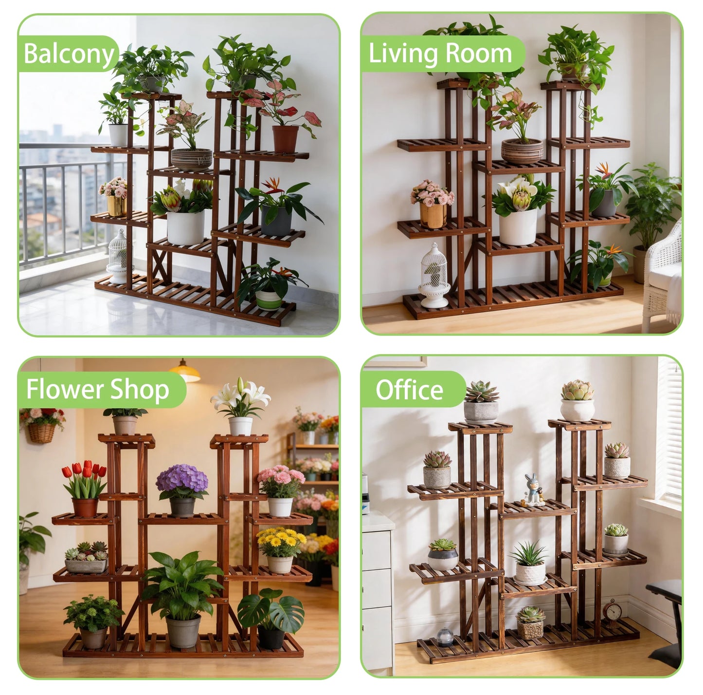 Wisfor Wooden Plant Shelf And Multi Tier Plant Display Stand