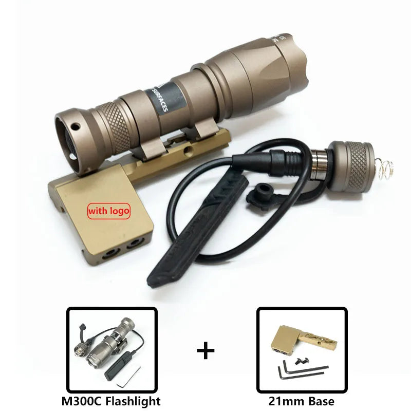 Tactical LED Rifle Flashlight With Picatinny Rail Mount