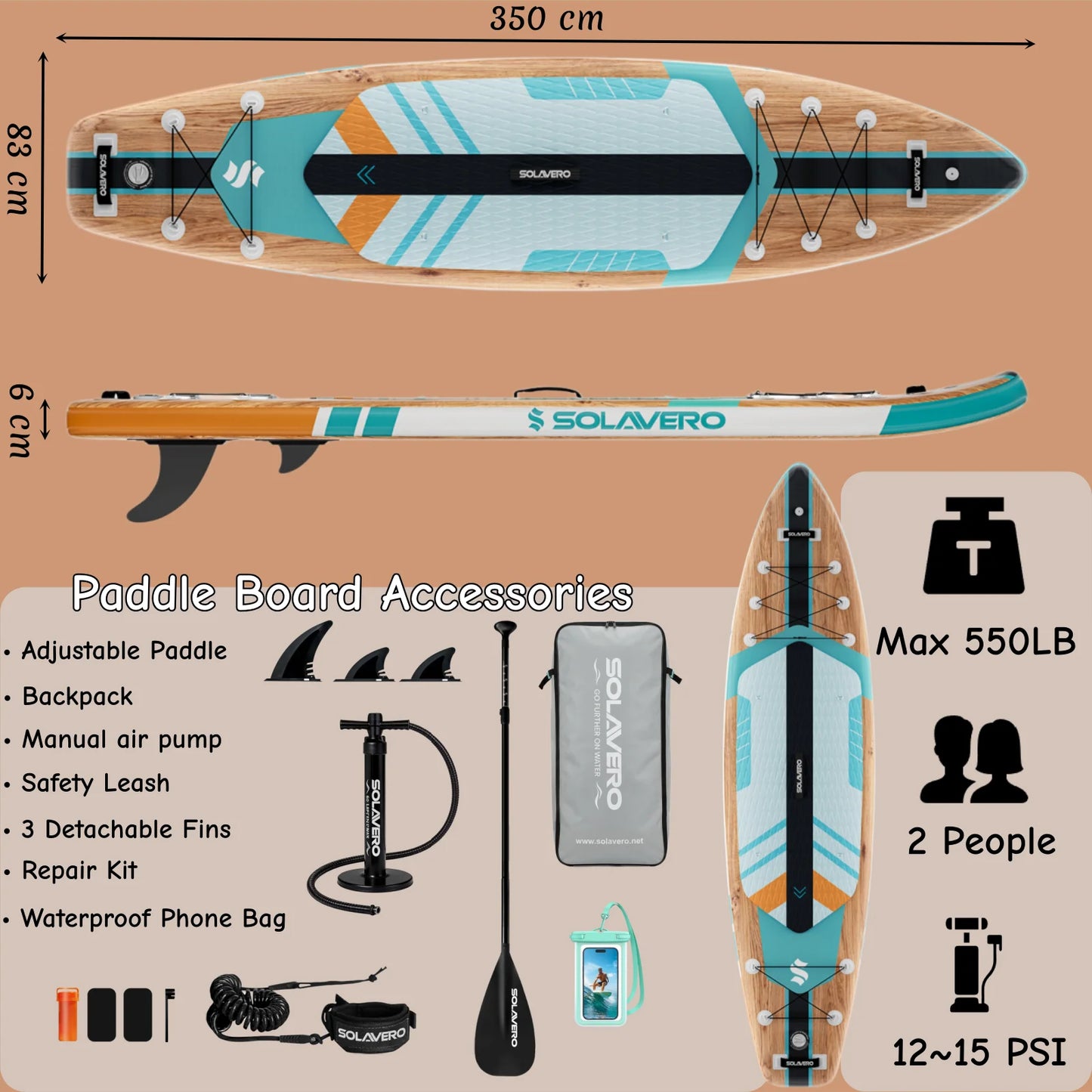 Inflatable Stand Up Paddle Board With Non Slip EVA Deck