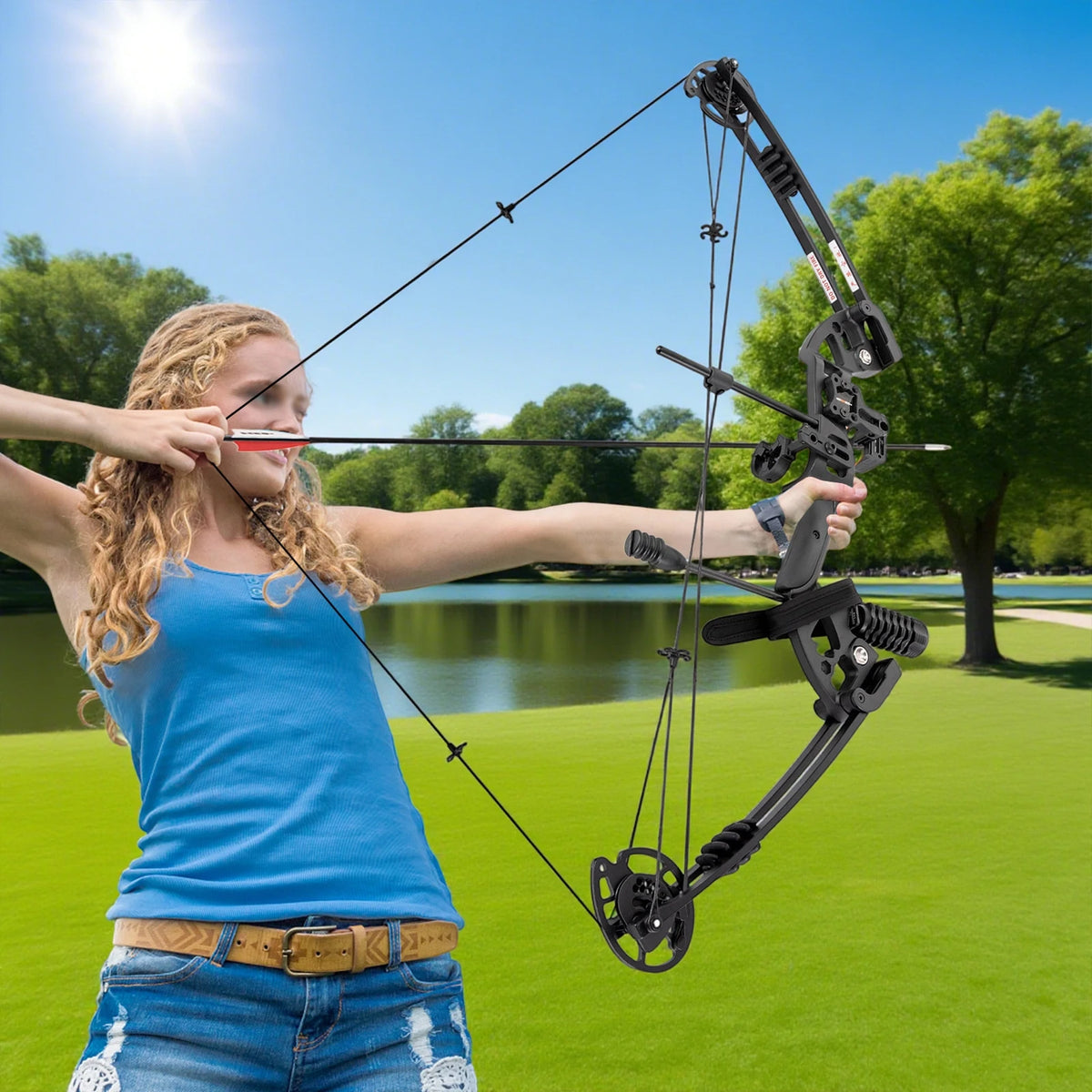 Right Handed Compound Bow Arrow Set With 12 Arrows And Accessories