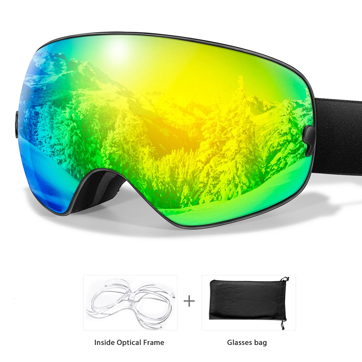 Unisex UV400 Anti Fog Ski Goggles With Polycarbonate Tpu Frame
