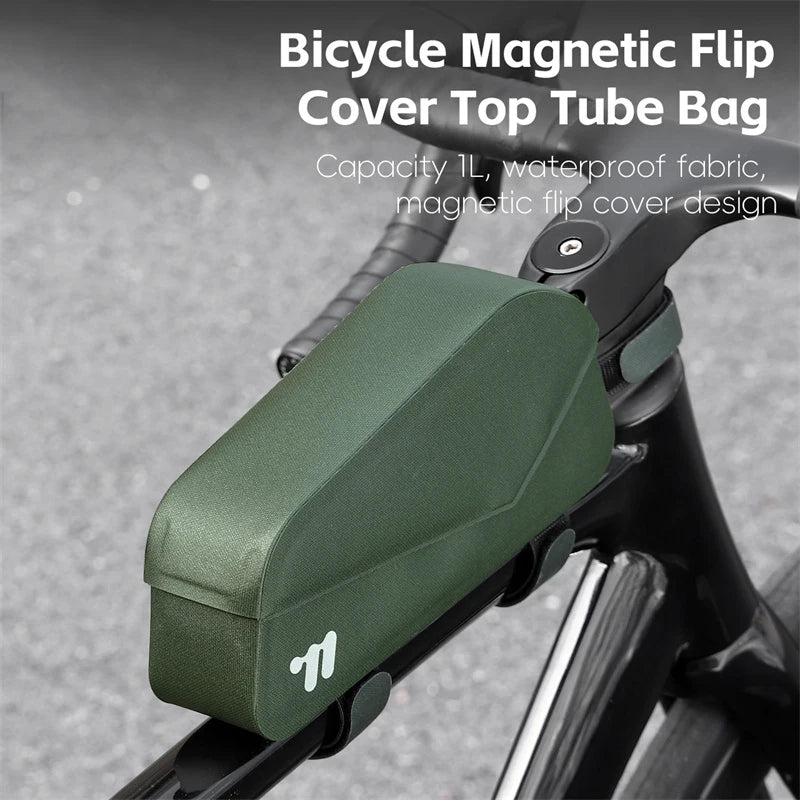 West Biking Magnetic Flip Cover Tube Bag Waterproof Hard Shell