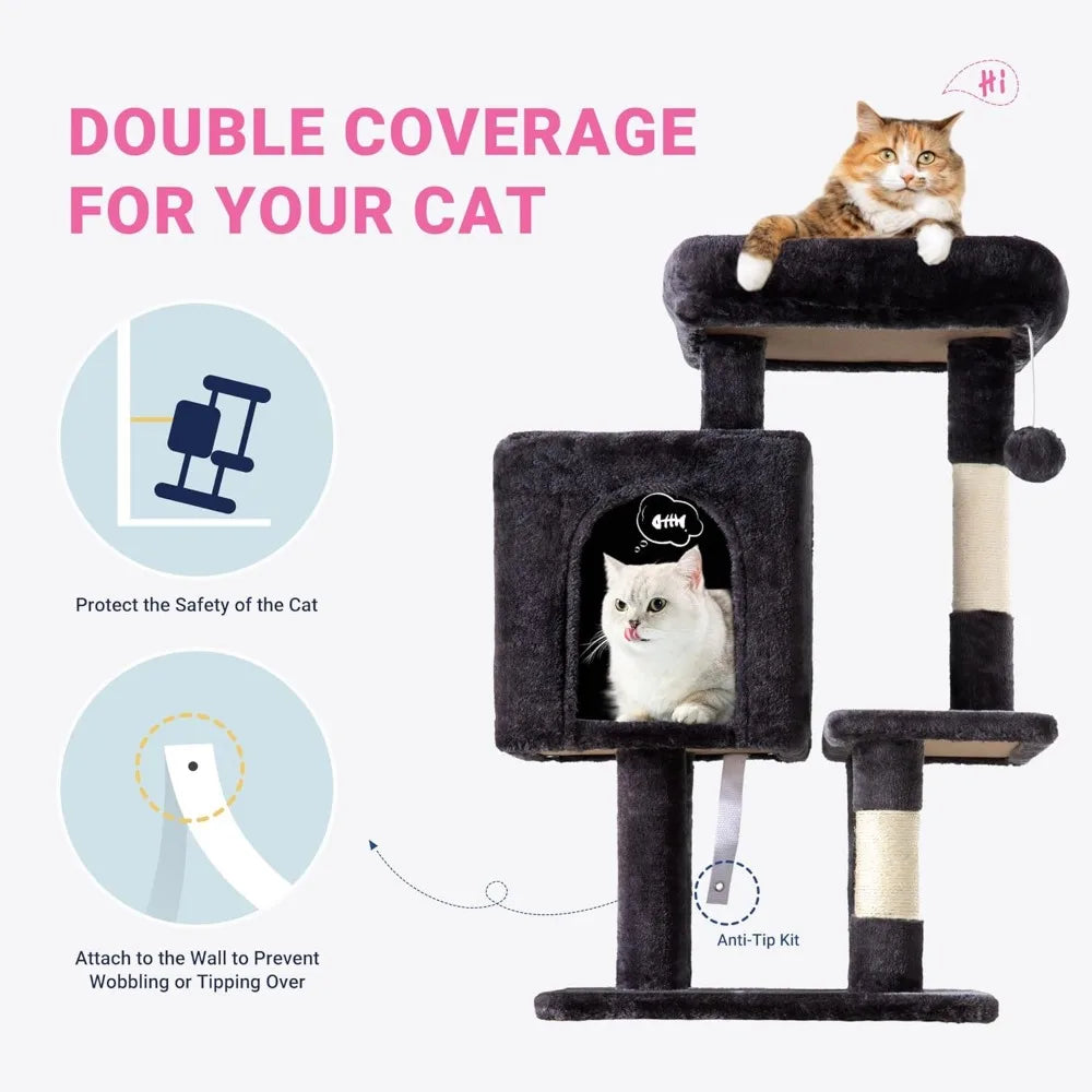 NBVCX Cat Tree Tower With Plush Perches and Sisal Posts