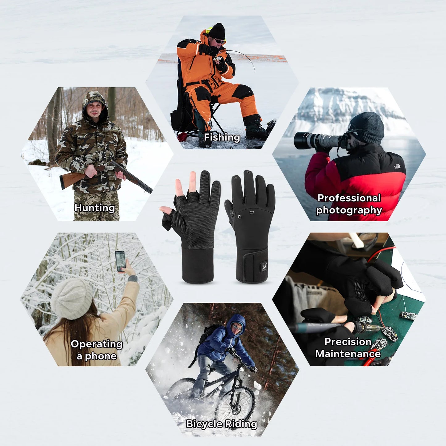Snow Deer Women's Goatskin Leather Heated Gloves With Battery