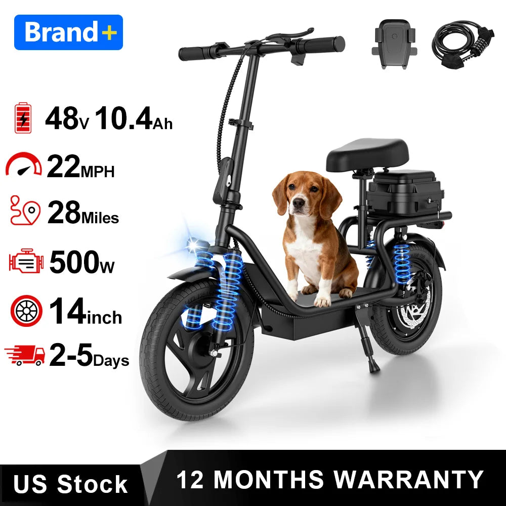 Aovopro 8.5 Inch Foldable Electric Bike With Basket
