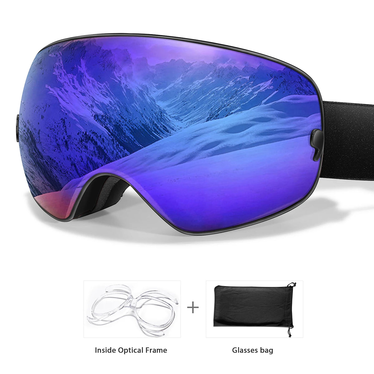 Unisex UV400 Anti Fog Ski Goggles With Polycarbonate Tpu Frame