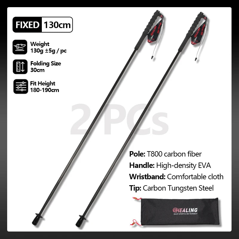 OKHEALING Ultralight Foldable Carbon Fiber Trekking Poles 2 Pack