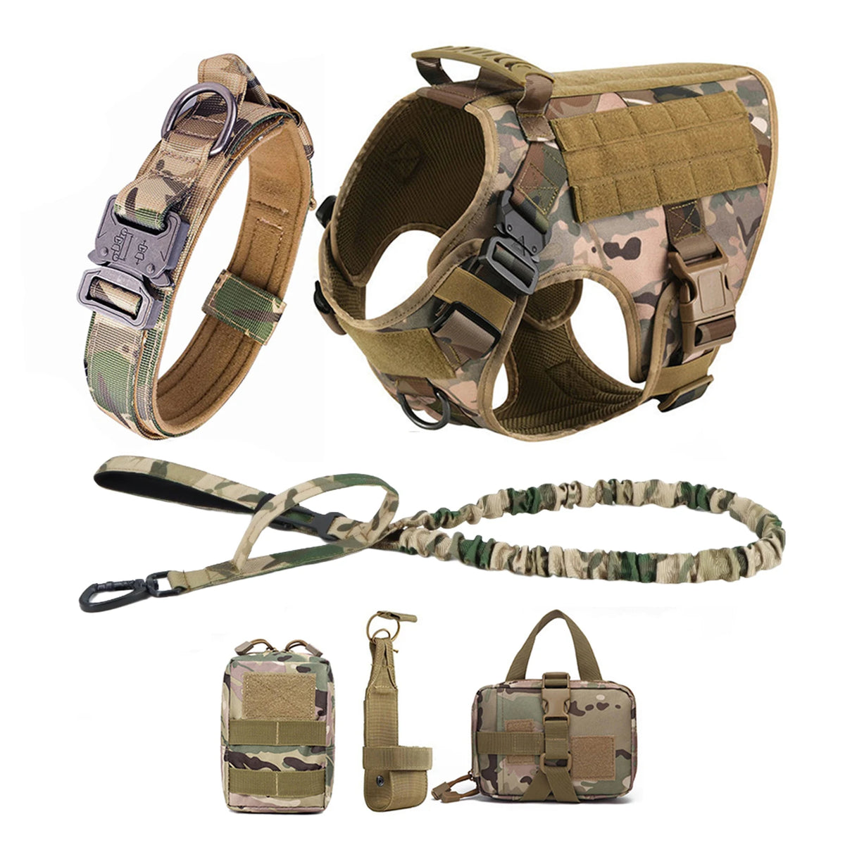 Tactical Dog Harness With Molle Pouches For Medium Dogs
