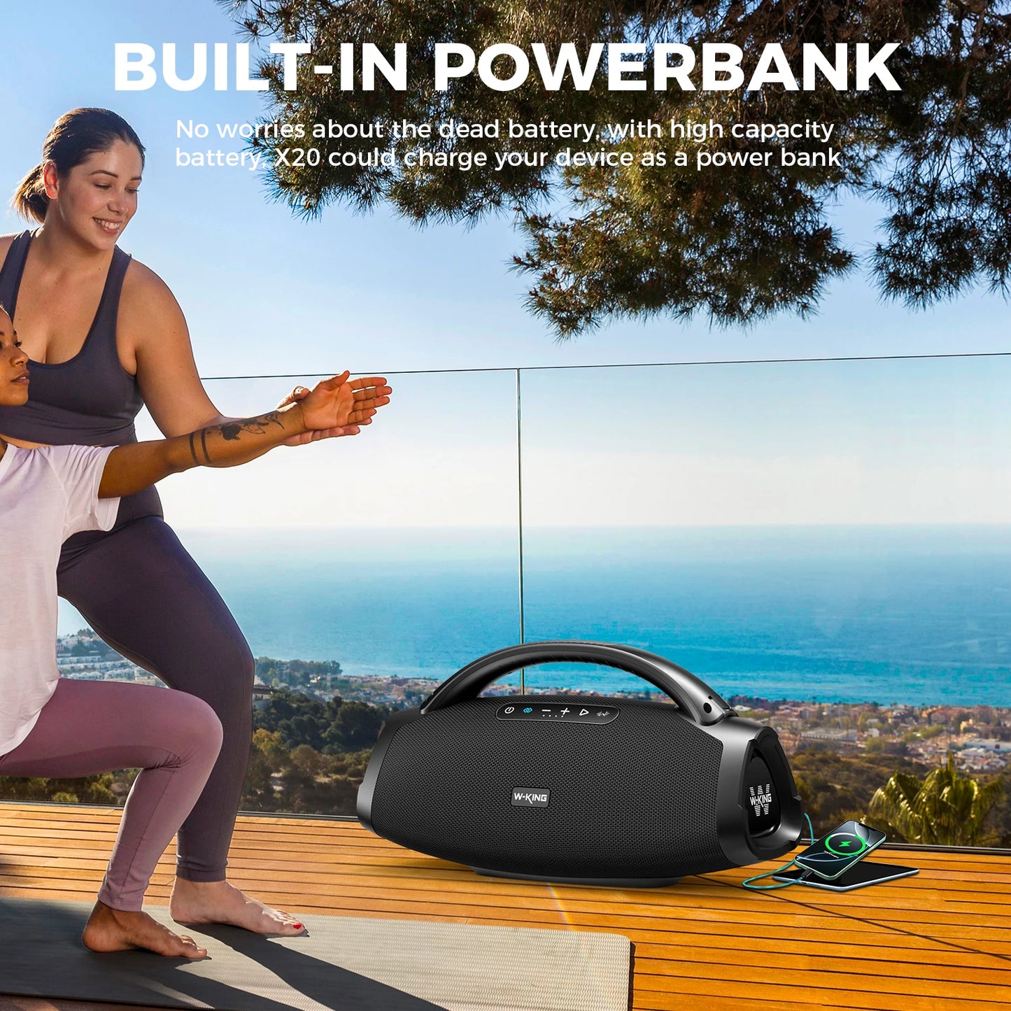 W-KING D20 Portable Bluetooth Speaker Designed For Powerful Outdoor Events