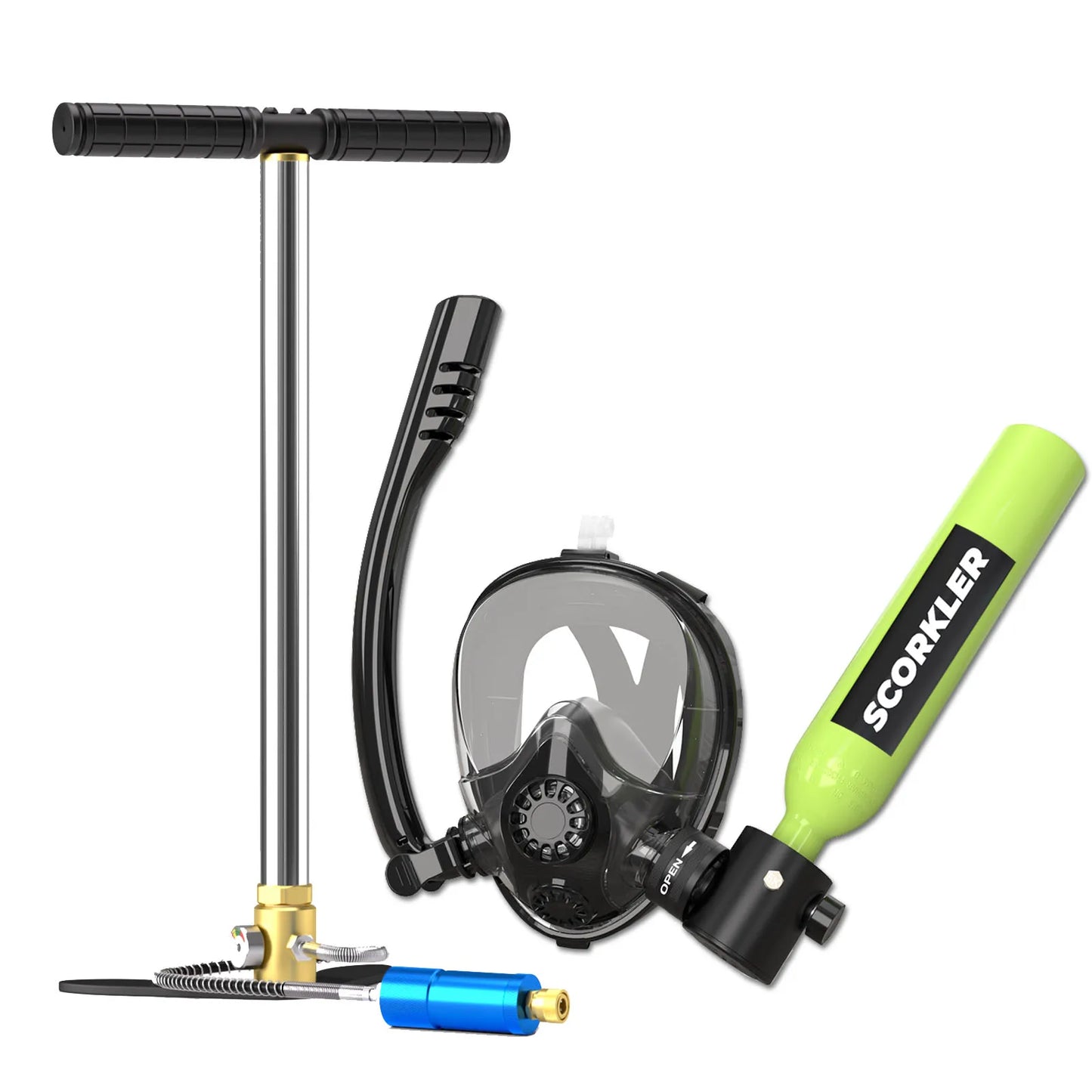 Scorkler 0.5L Mini Diving Tank With Full Face Mask And Pump
