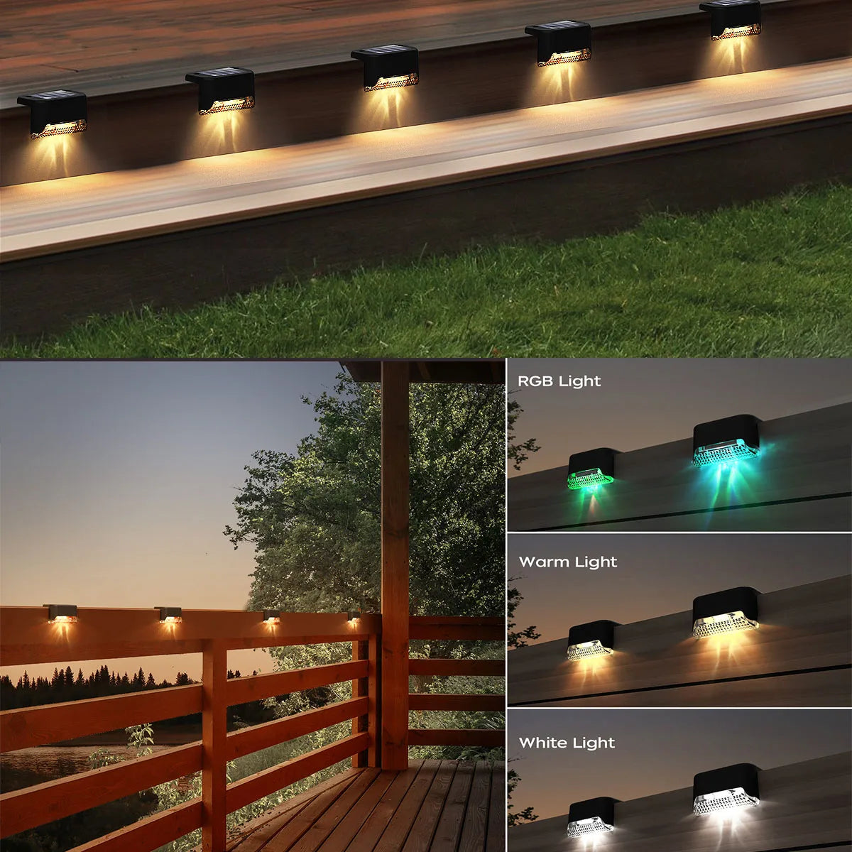 Solar Deck Lights Outdoor Waterproof LED Step Lights For Stairs