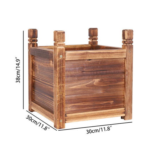 Pine Wood Raised Planter Box For Indoor Outdoor Gardening