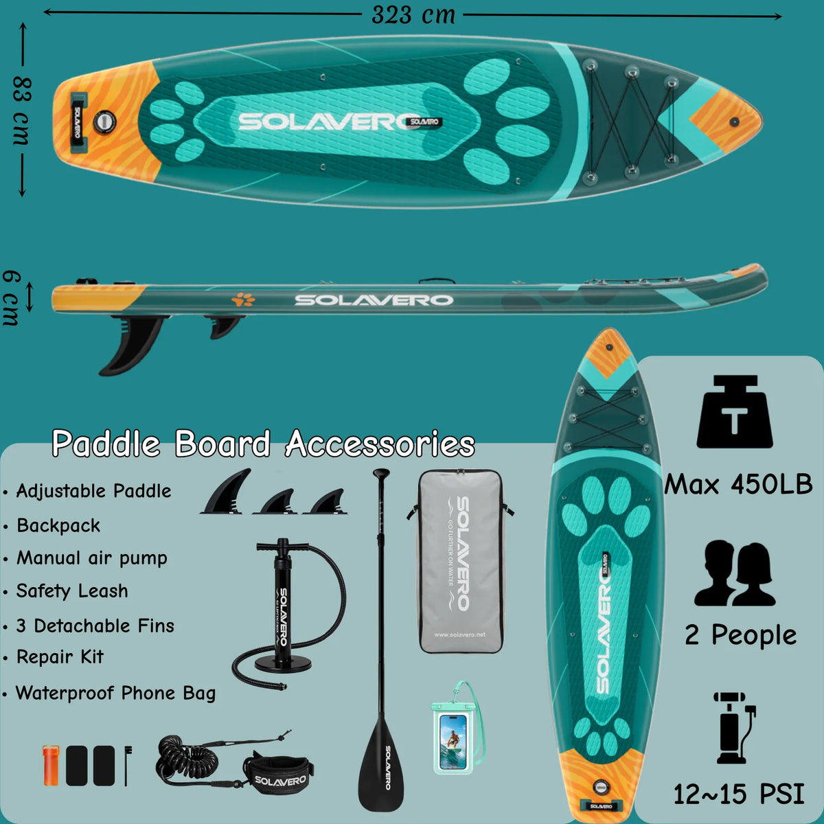 Inflatable Stand Up Paddle Board With Non Slip EVA Deck