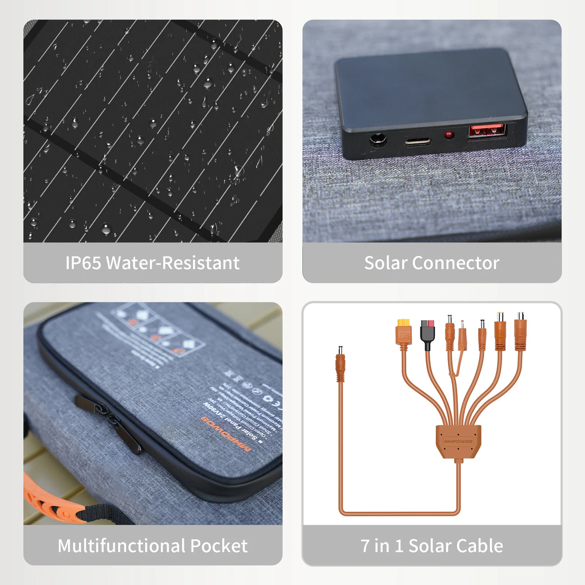 MHPOWOS 40W Foldable Solar Panel USB Charger For Outdoors