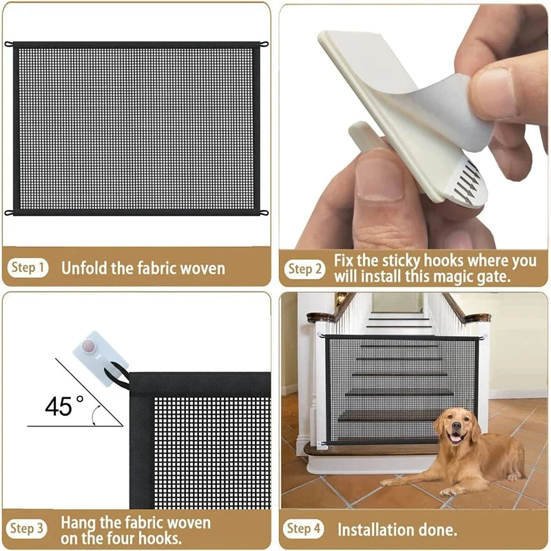 Foldable Mesh Dog Playpen Fence With 4-Piece Hooks