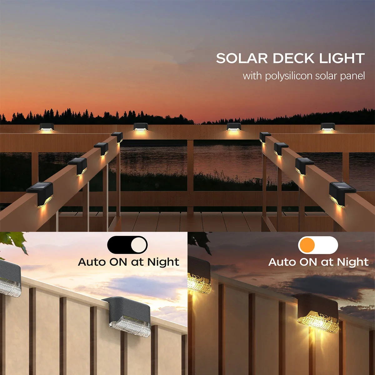 Solar Deck Lights Outdoor Waterproof LED Step Lights For Stairs