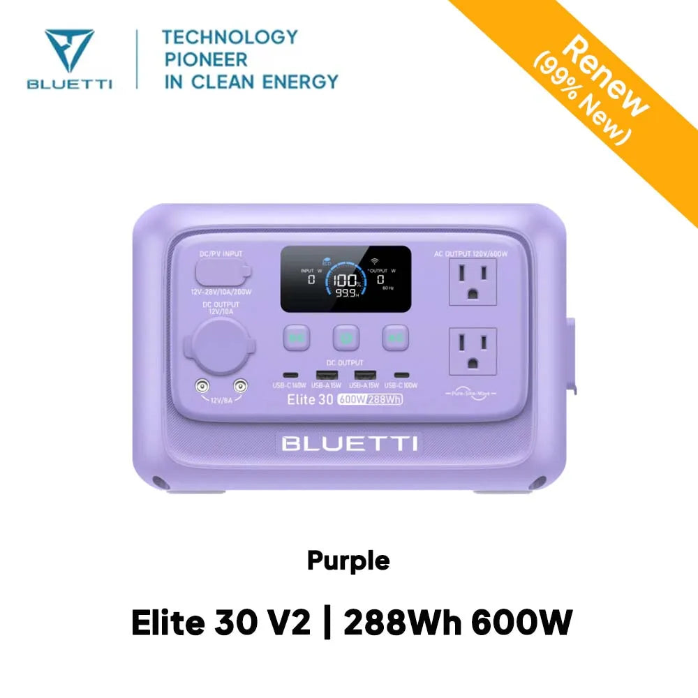 BLUETTI Elite 30 V2 288Wh 600W Portable Solar Power Station