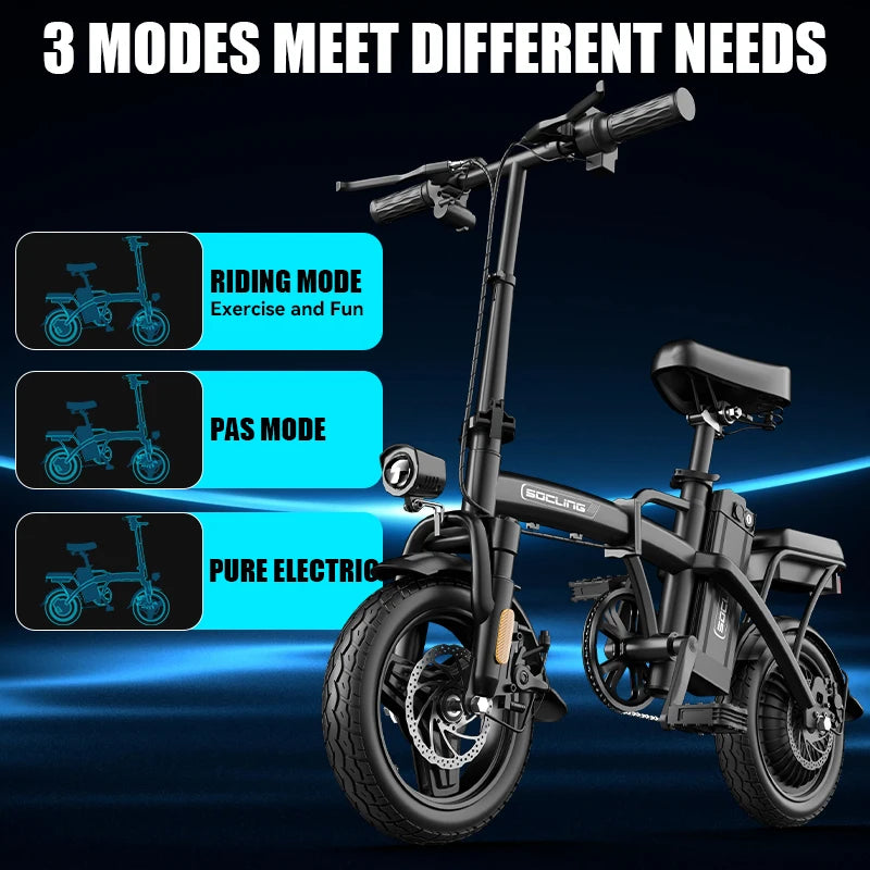 500W Foldable Electric Bike For Adults With Dual Brakes