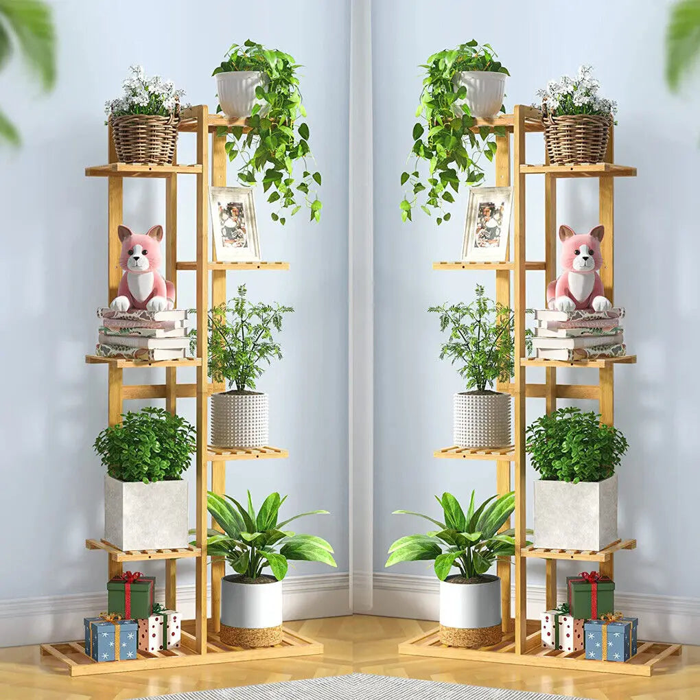 Wisfor Bamboo Corner Plant Stand Rack For Indoor And Outdoor