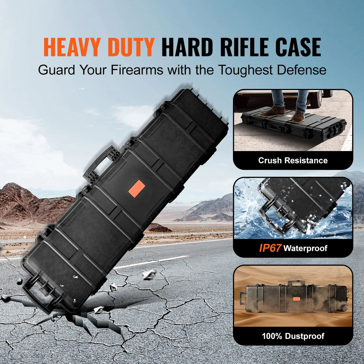 SucceBuy Hard Rifle Case Portable Shockproof Waterproof Storage