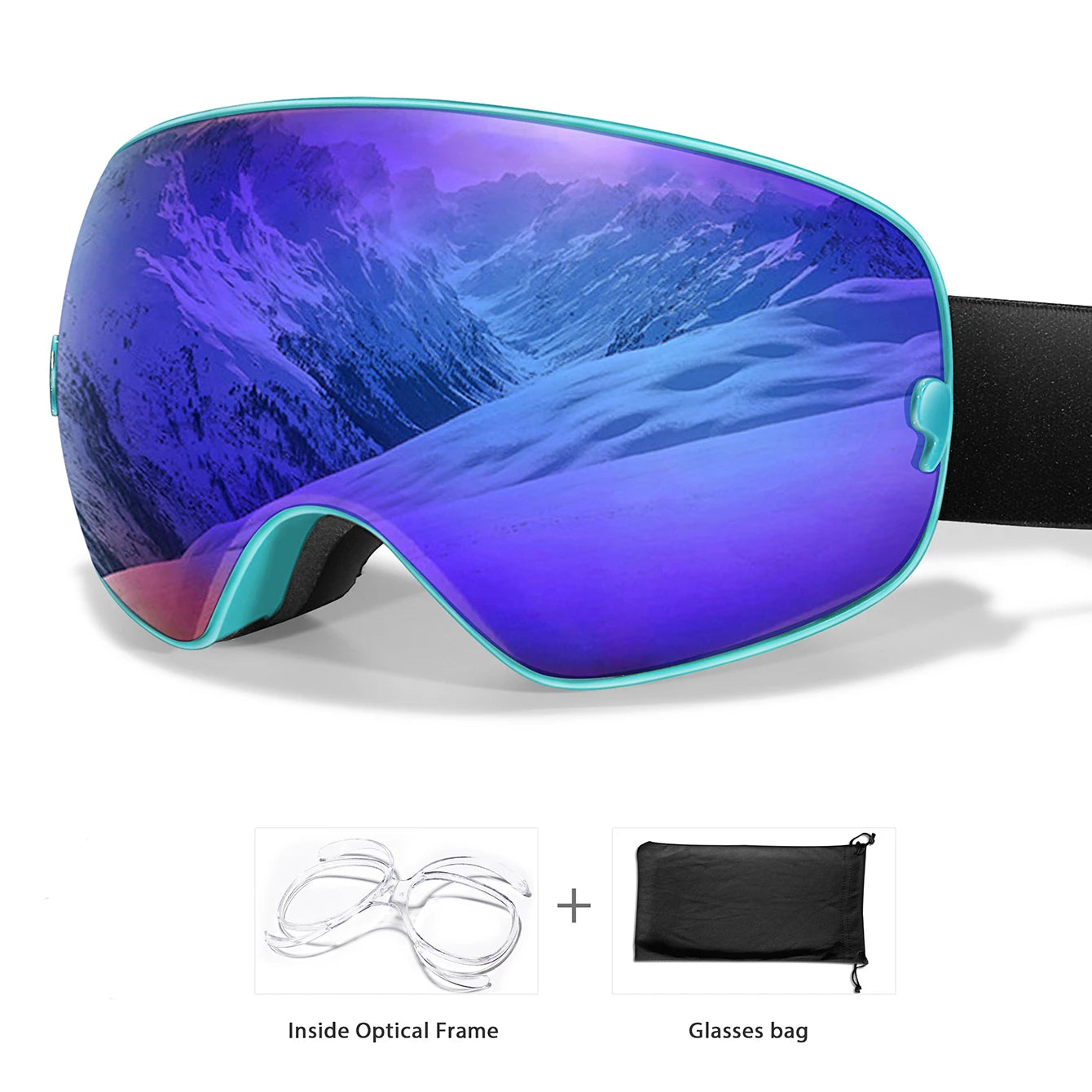 Unisex UV400 Anti Fog Ski Goggles With Polycarbonate Tpu Frame