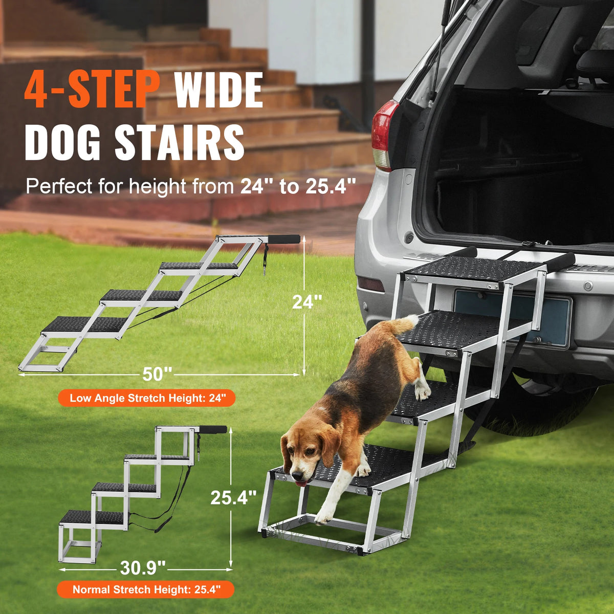 SucceBuy Dog Car Steps Folding Portable Pet Steps Lightweight Aluminum