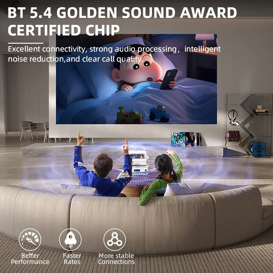 4K Touch Screen Portable Projector With WiFi Bluetooth Auto Focus
