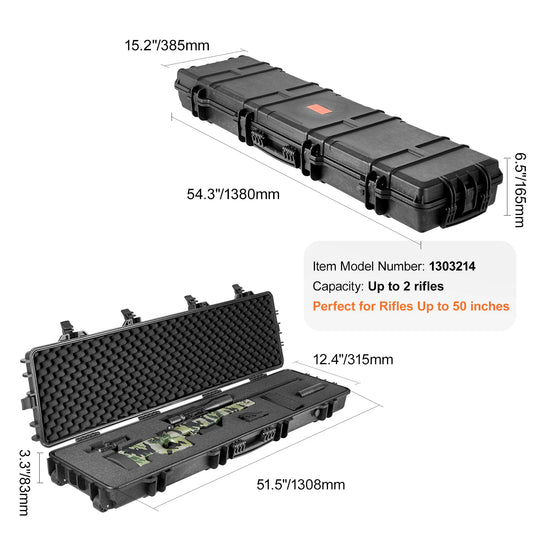 SucceBuy Hard Rifle Case Portable Shockproof Waterproof Storage
