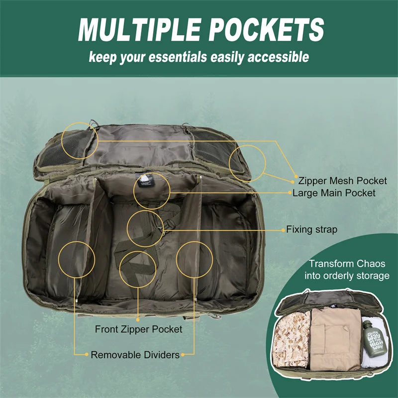 LQARMY Tactical Molle Backpack For Travel Camping And Hiking