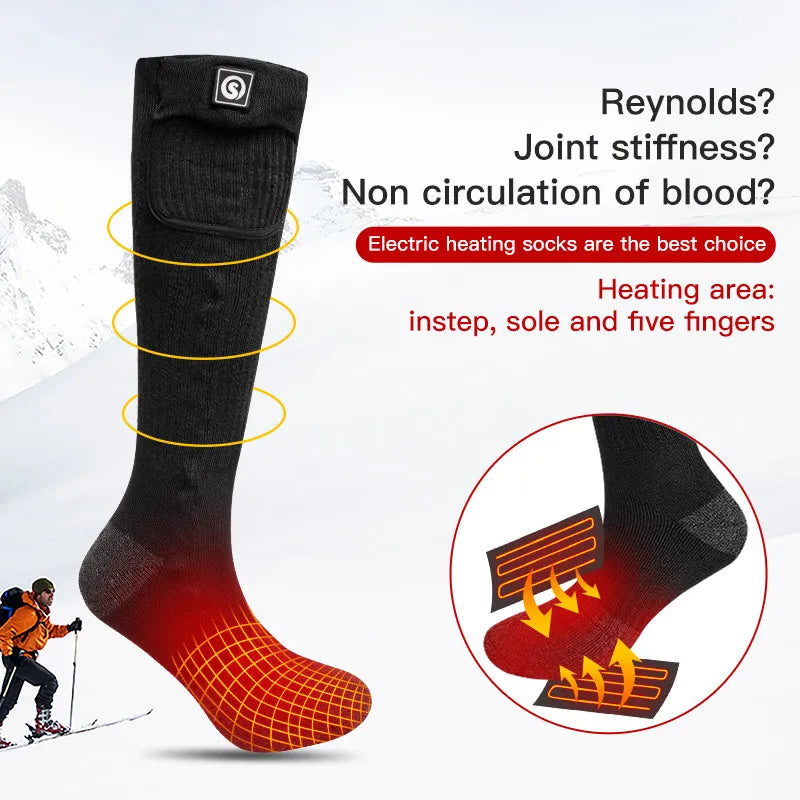 Snow Deer Rechargeable Heated Wool Thermal Socks For Ski And Camping