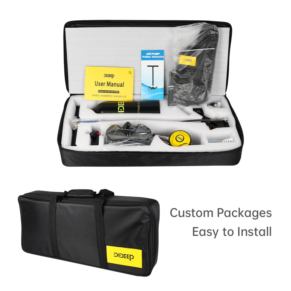 DIDEEP 1L Mini Scuba Tank Set With Portable Hand Pump