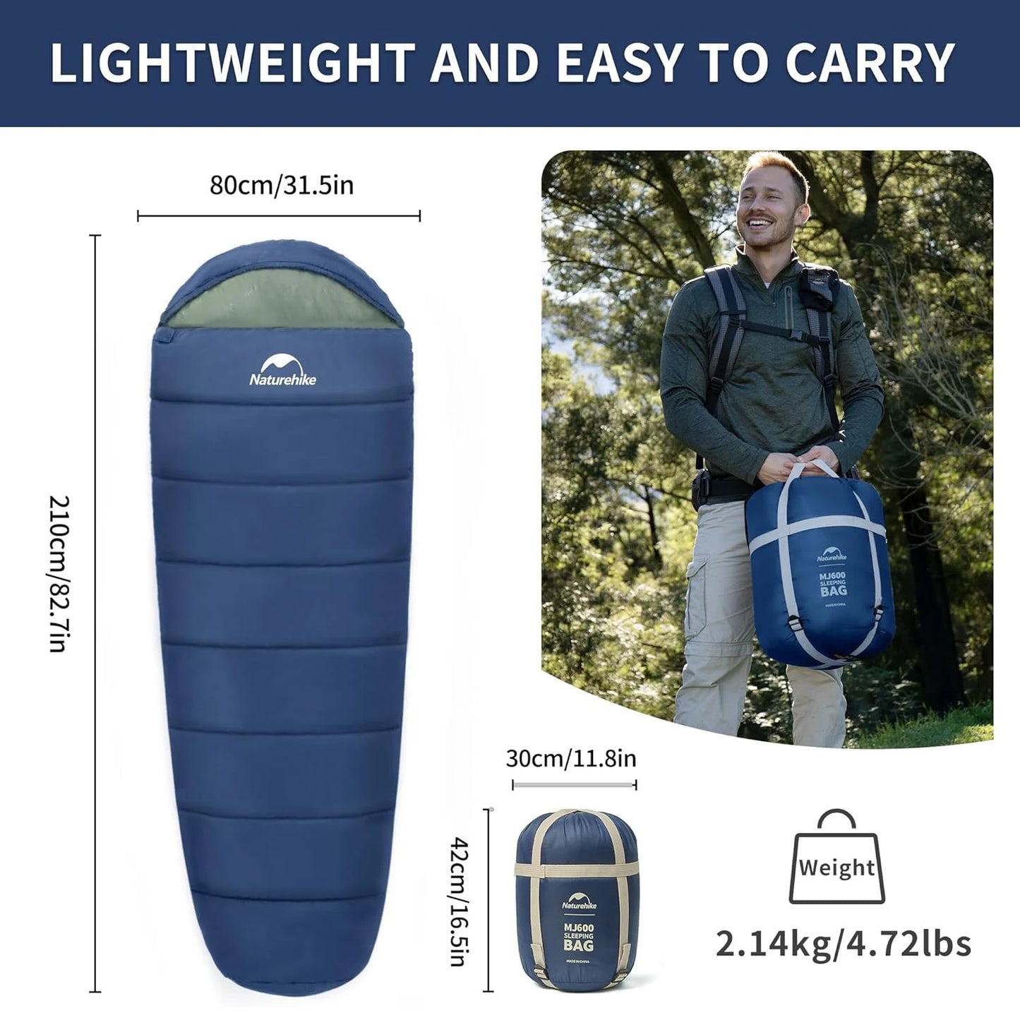 Naturehike Mummy Sleeping Bag Adults Warm Winter Camping Gear