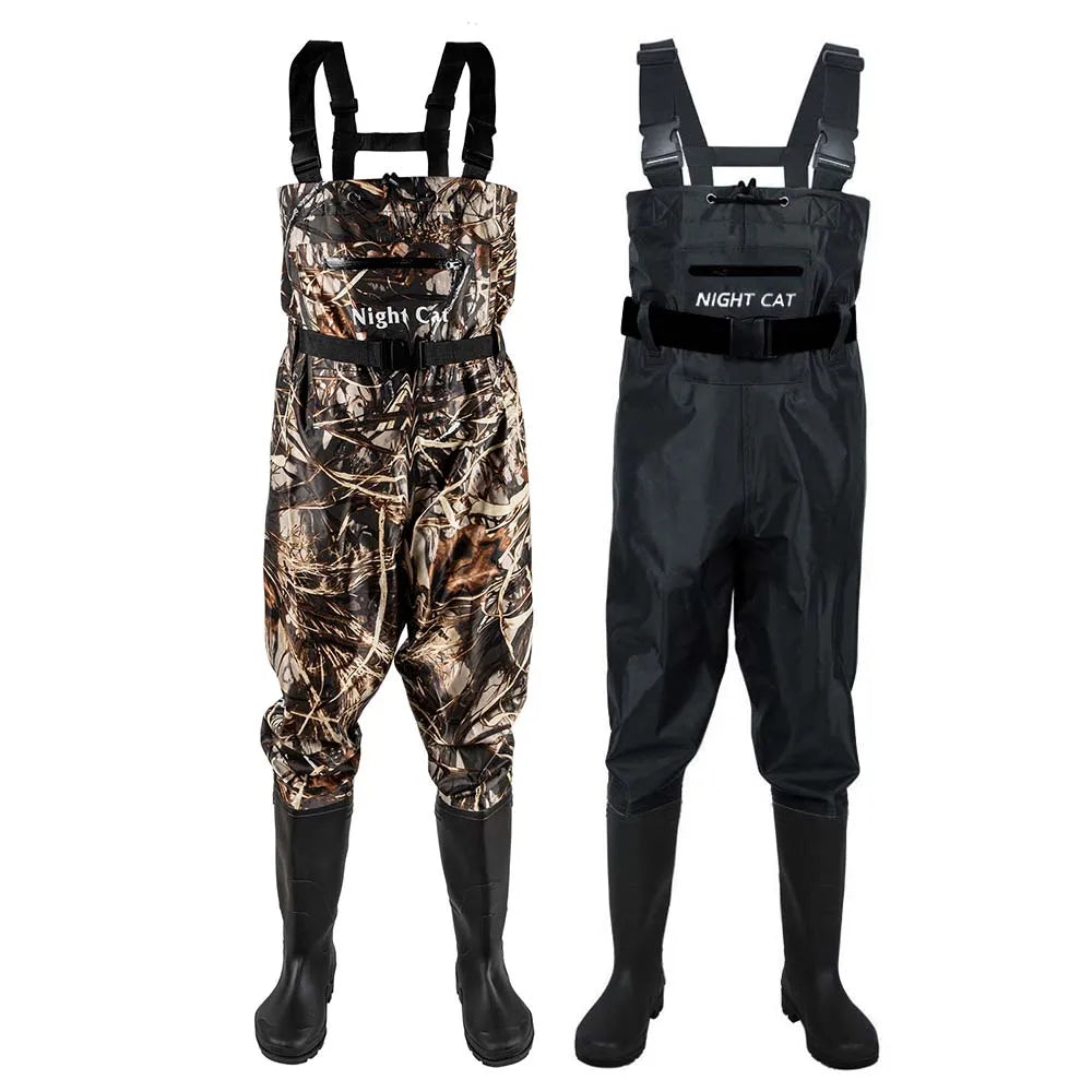 Heavy Duty Waterproof Nylon Chest Waders With Boots For Fishing