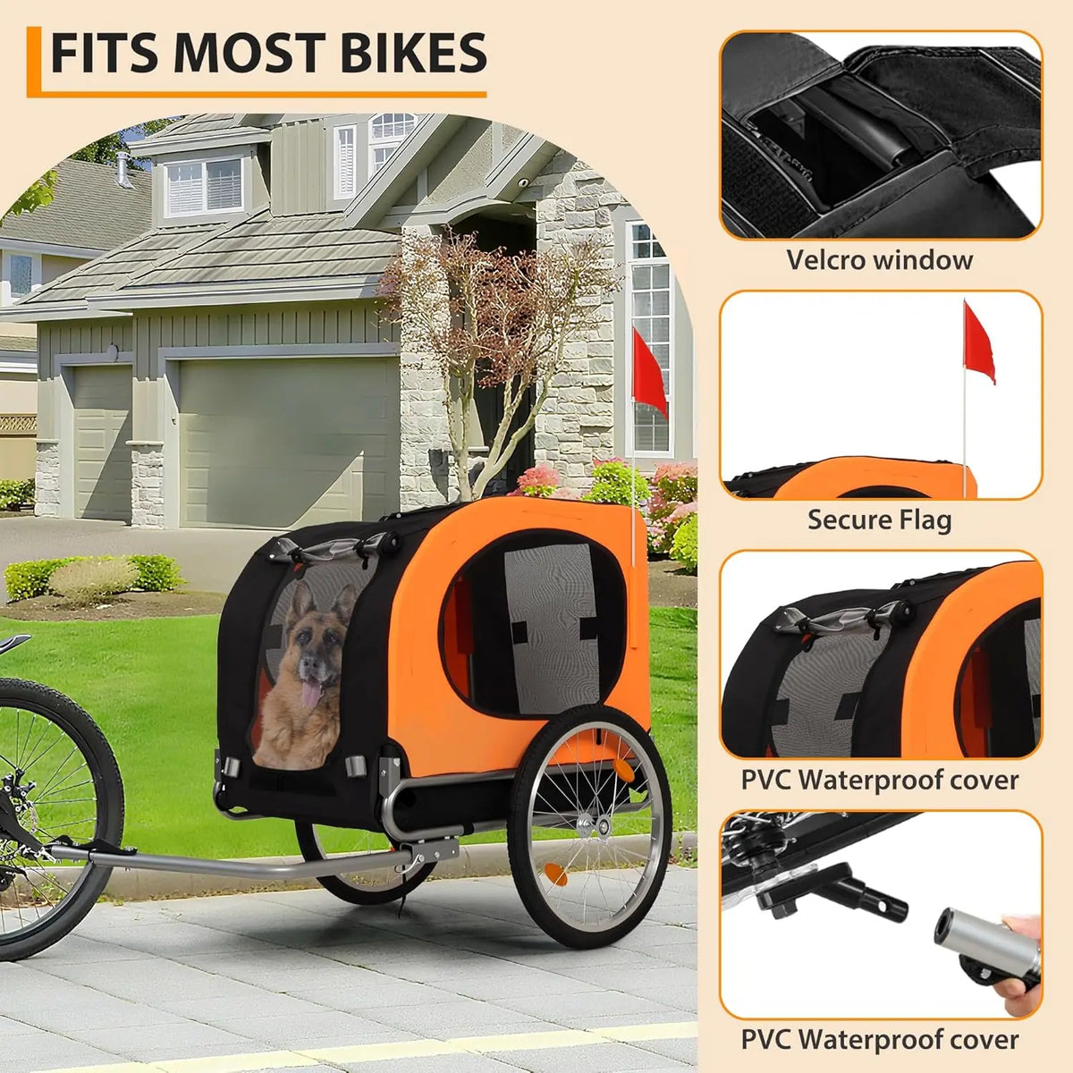 TWISTER.CK Large Dog Bike Trailer 88Lbs Capacity Carrier