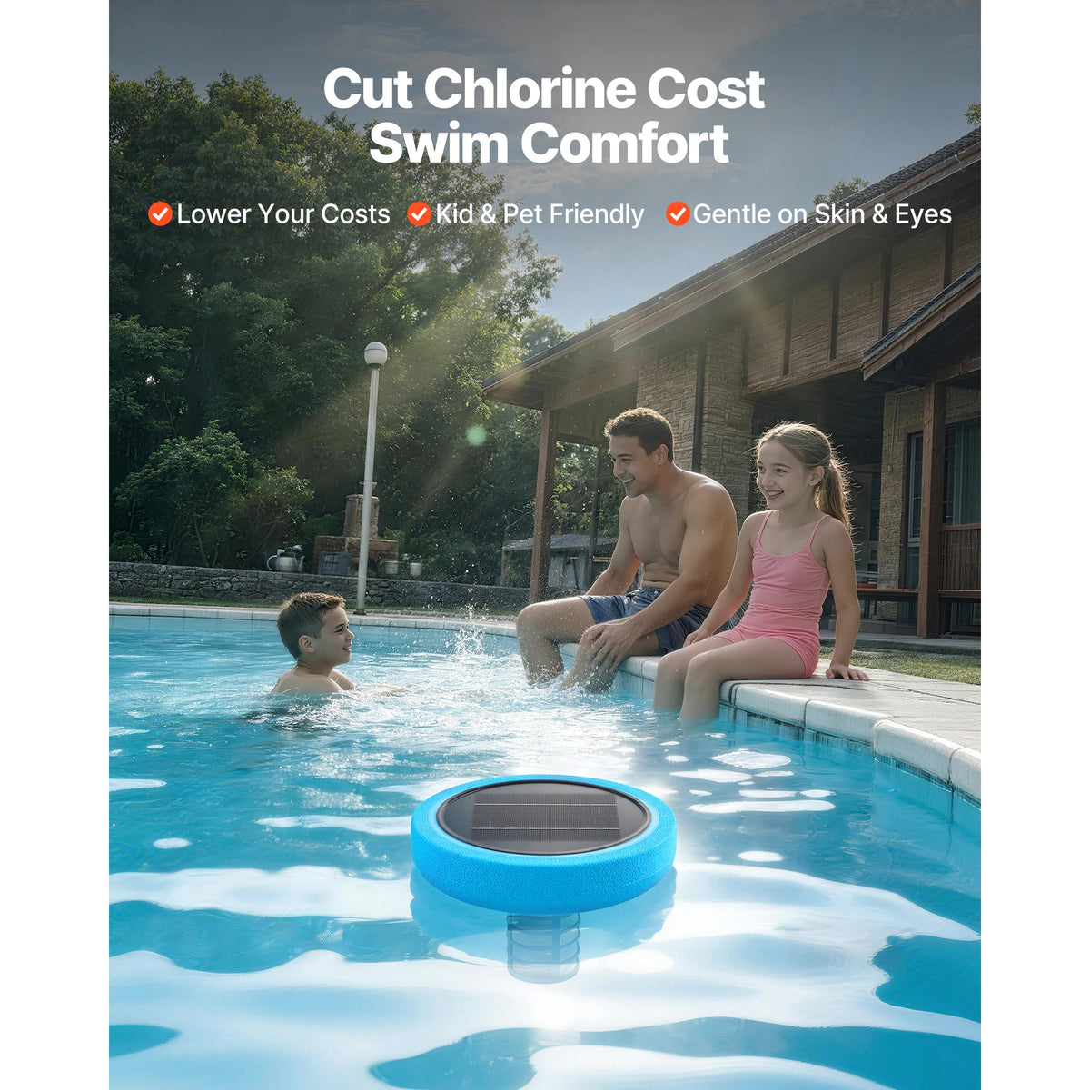 SucceBuy Solar Pool Ionizer Copper Floating Automatic Water Purifier