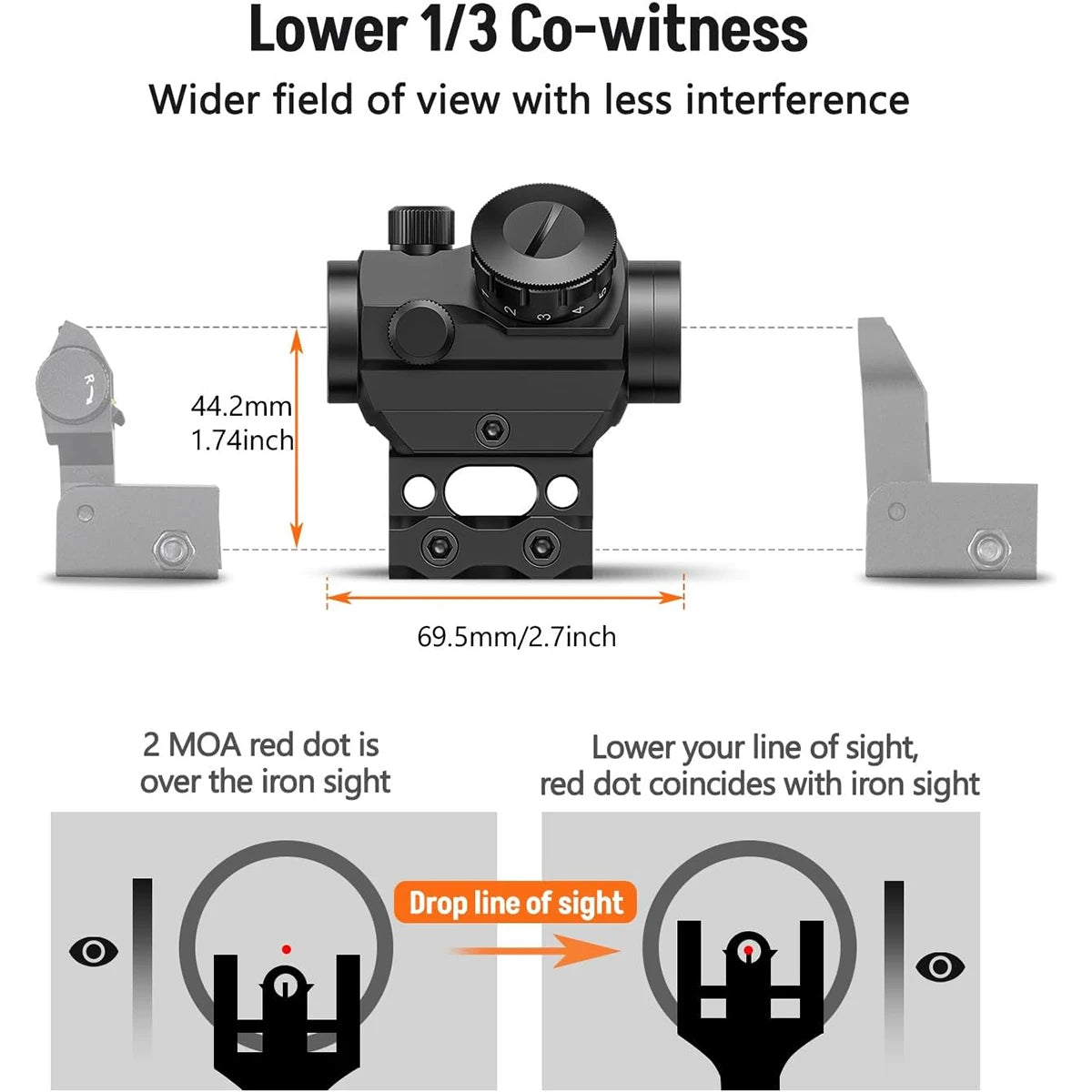 Nabila 1x25mm Red Dot Sight With 1 Inch Riser Mount